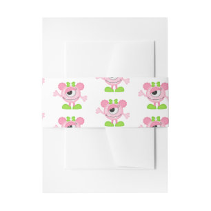 Little Girl Monster themed Party Invitation Belly Band