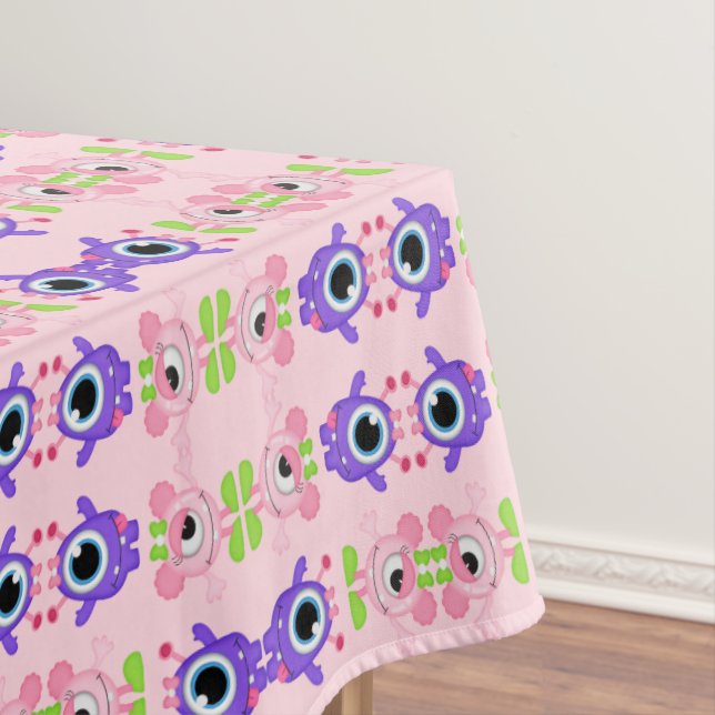 Little Girl Monster themed Party Tablecloth (In Situ)