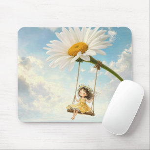 Little Girl on a Daisy Swing Mouse Mat