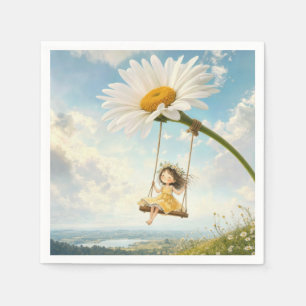 Little Girl on a Daisy Swing Napkin