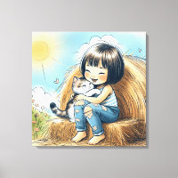 Little Girl On Hay Bale