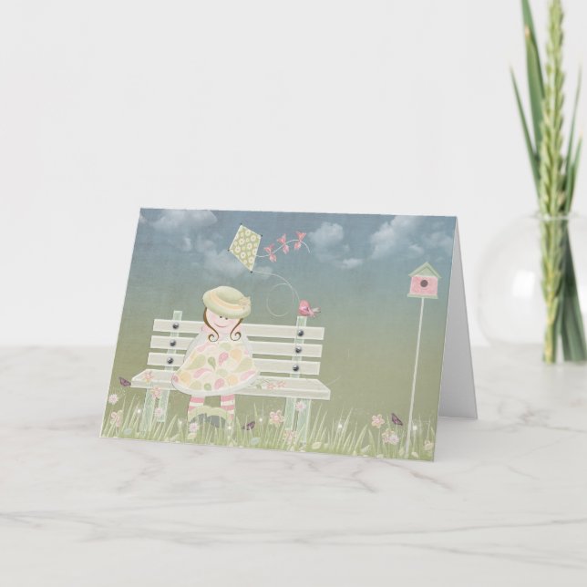 little girl on park bench card (Front)