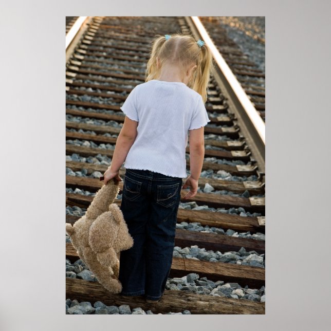 Little Girl On Railroad Tracks Poster (Front)