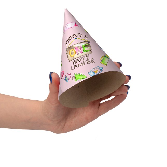 Little Girl One Happy Camper First Birthday Party Party Hat (Creator Uploaded)