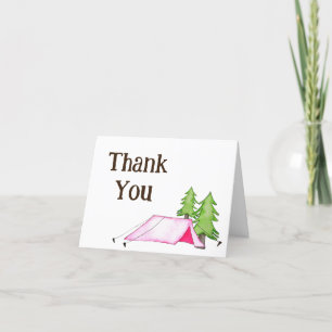 Little Girl One Happy Camper First Birthday Party Thank You Card