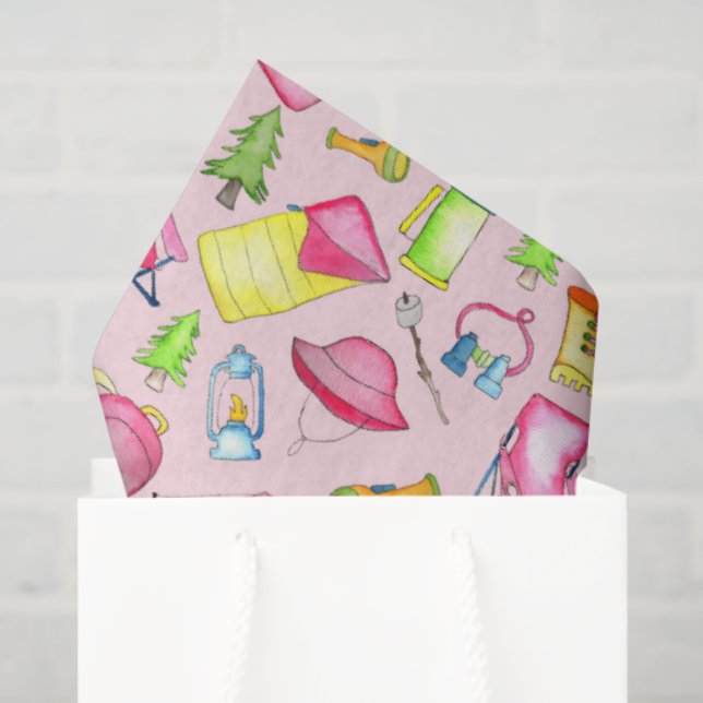 Little Girl One Happy Camper First Birthday Party Tissue Paper (Gift Bag)