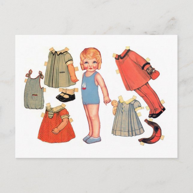 Little Girl Paper Doll Postcards (Front)