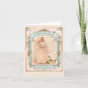 Little Girl Pastel Christimas with Birds Thank You Card