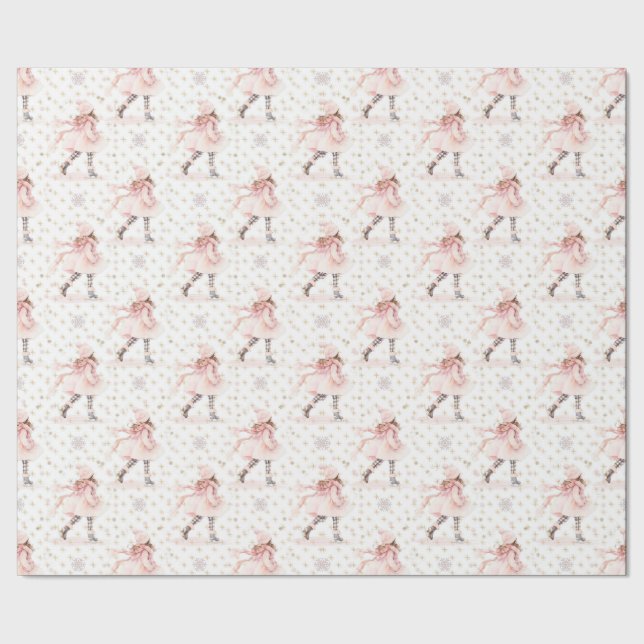 Little Girl Pink Christmas  Wrapping Paper (Seam)