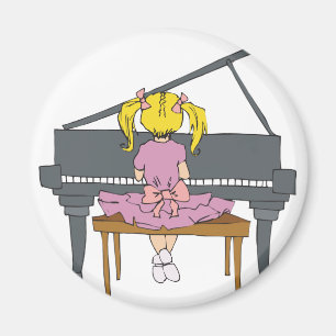 little girl playing piano magnet