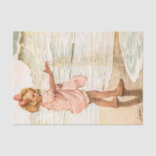Little Girl Playing with Sand Vintage Illustration Tissue Paper