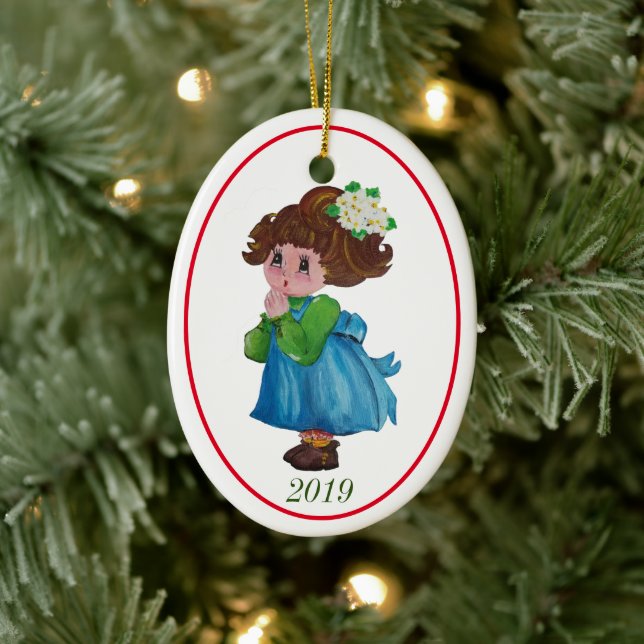 Little Girl Praying Ceramic Tree Decoration (Tree)