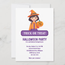Little Girl Pumpkin Trick or Treat Invitation