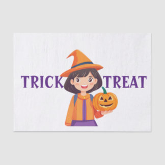 Little Girl Pumpkin Trick or Treat Tissue Paper