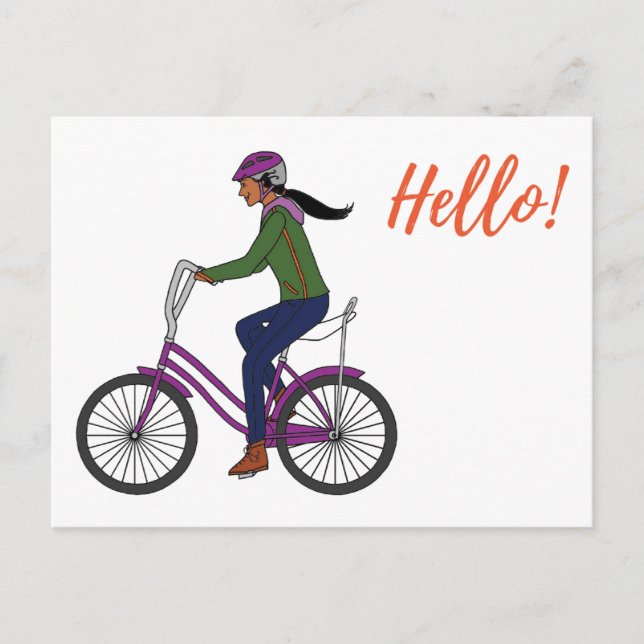 Little Girl Purple Bike_White Postcard (Front)
