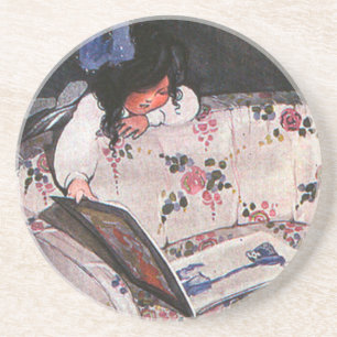 Little Girl reading over sofa Coaster