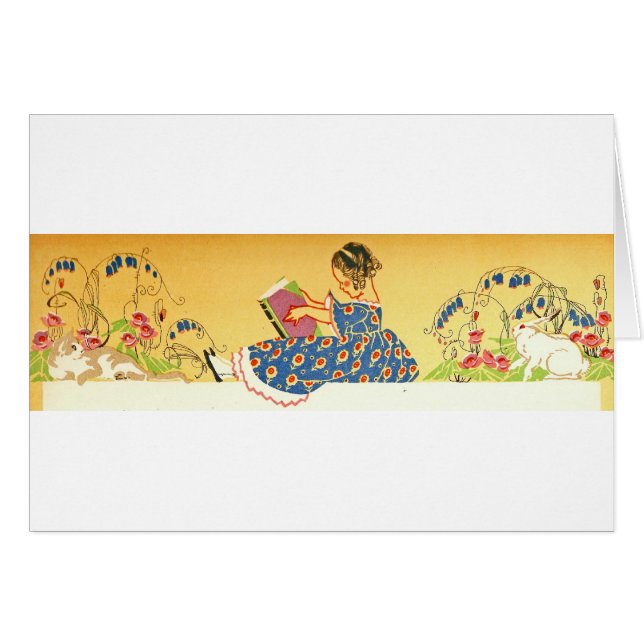 Little Girl reading with bunnies (Front Horizontal)