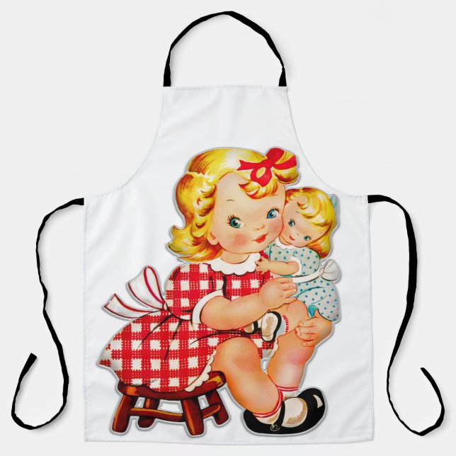 Little girl retro vintage doll child apron (Front)