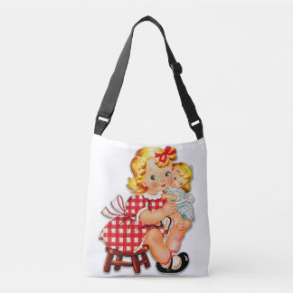 Little girl retro vintage doll child crossbody bag