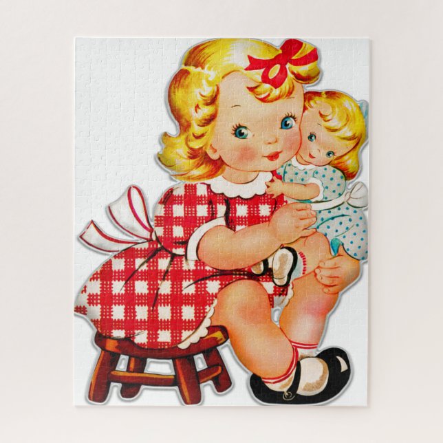 Little girl retro vintage doll child jigsaw puzzle (Vertical)