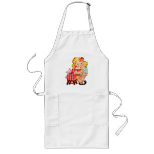 Little girl retro vintage doll child long apron