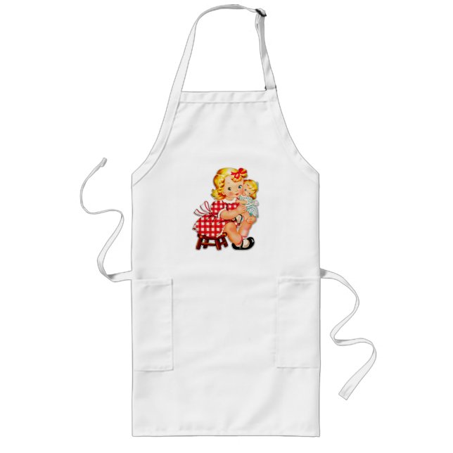 Little girl retro vintage doll child long apron (Front)