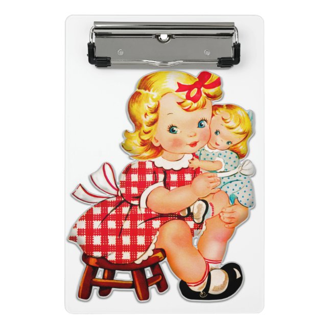 Little girl retro vintage doll child mini clipboard (Front)