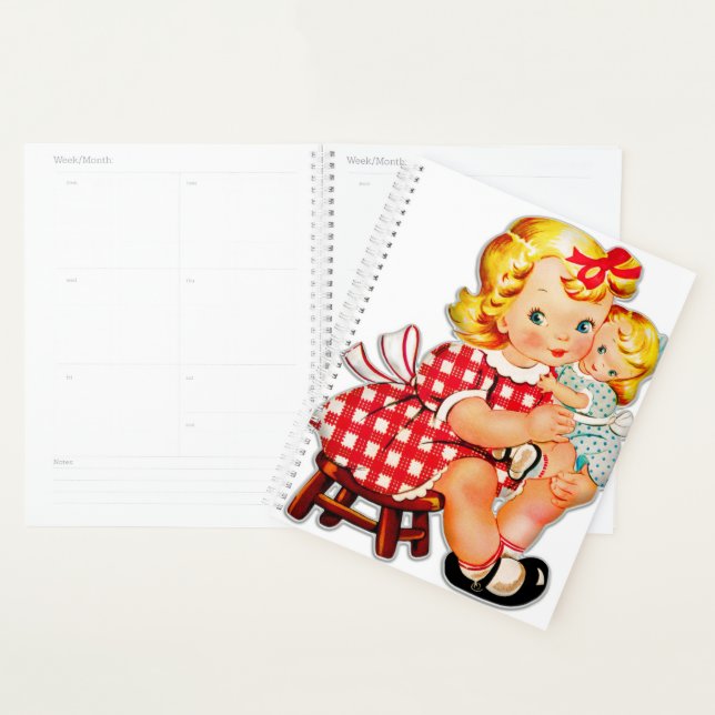 Little girl retro vintage doll child planner (Display)