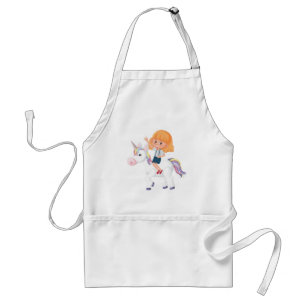 Little Girl Riding Magical Unicorn Adventure Standard Apron
