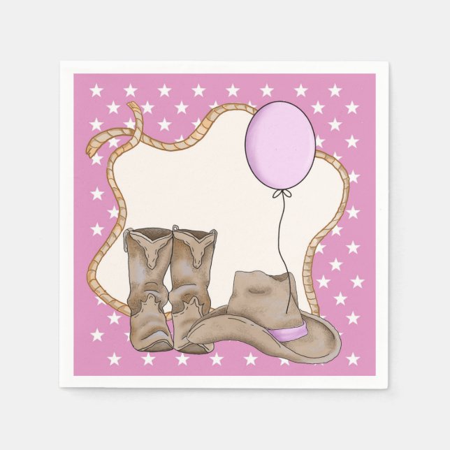 Little Girl Rodeo Themed Birthday Party Napkin (Front)