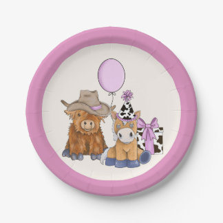 Little Girl Rodeo Themed Birthday Party Plates 