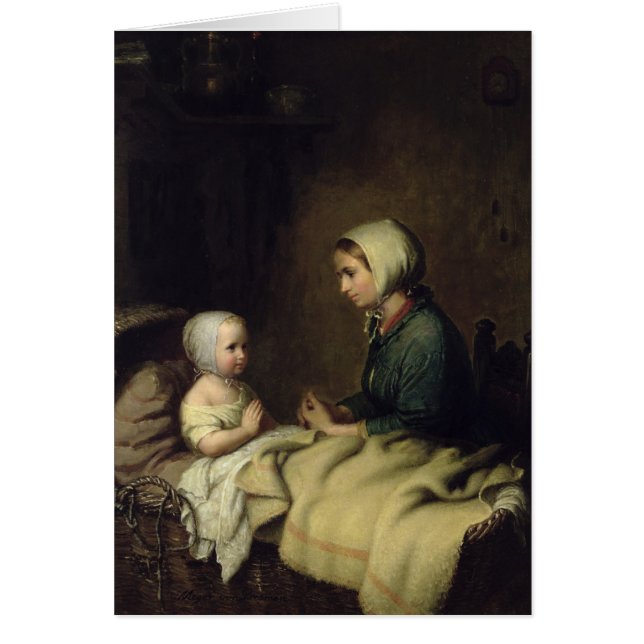 Little Girl Saying Her Prayers in Bed (Front)