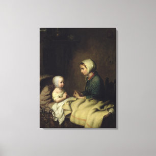 Little Girl Saying Her Prayers in Bed Canvas Print