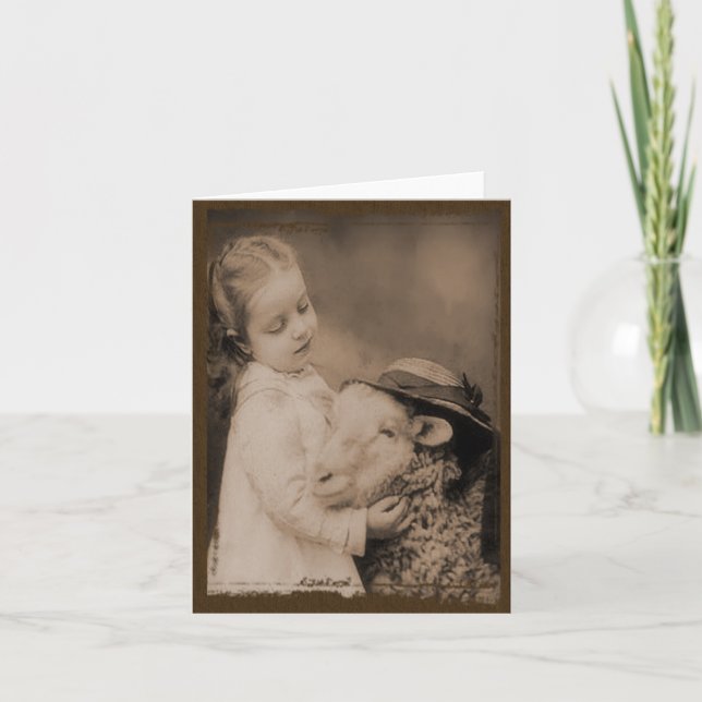 Little Girl & Sheep- Prim Lil Note Cards (Front)