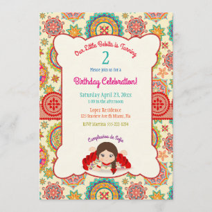 Little Girl Spanish Dress Colourful Invitation