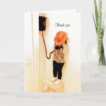 Little Girl Talking on an Old Black Telephone