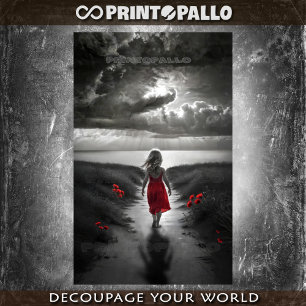 Little girl walk to the ocean tissue paper