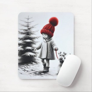 Little Girl Walking a Welsh Terrier Mouse Mat