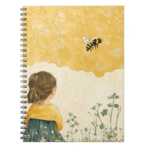 Little Girl Watching a Bumblebee Notebook