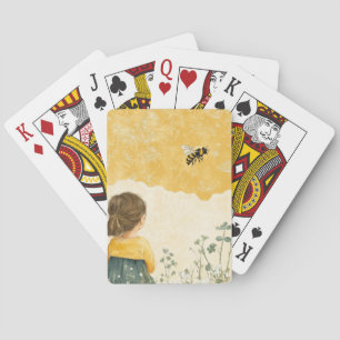 Little Girl Watching a Bumblebee Playing Cards