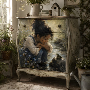 Little Girl Watching Frog by Creek Tissue Paper