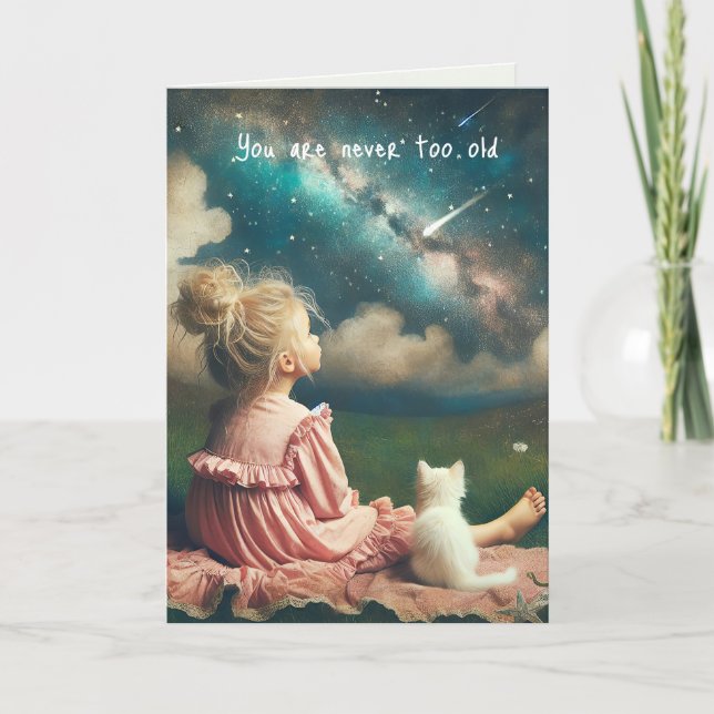 Little Girl Watching Shooting Star Card (Front)