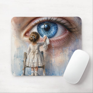 Little Girl Wiping a Tear Away Mouse Mat