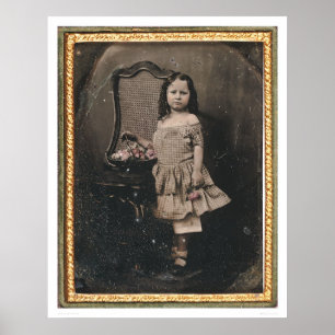 Little girl with a basket of flowers (40319) poster