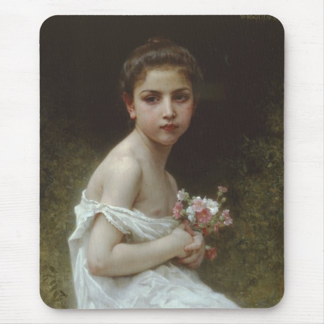 Little Girl With A Bouquet Mouse Mat (Front)
