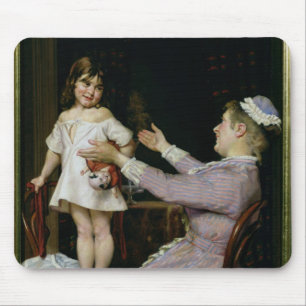 Little Girl with a Doll and Her Nurse, 1896 Mouse Mat