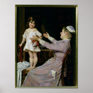 Little Girl with a Doll and Her Nurse, 1896 Poster