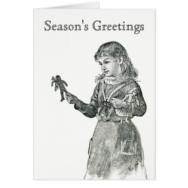 Little Girl with a Gingerbread Cookie Retro Card (Front)