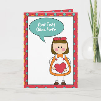 little girl with a heart holiday card