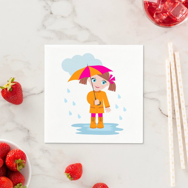 Little Girl With An Umbrella Paper Napkins (Creator Uploaded)